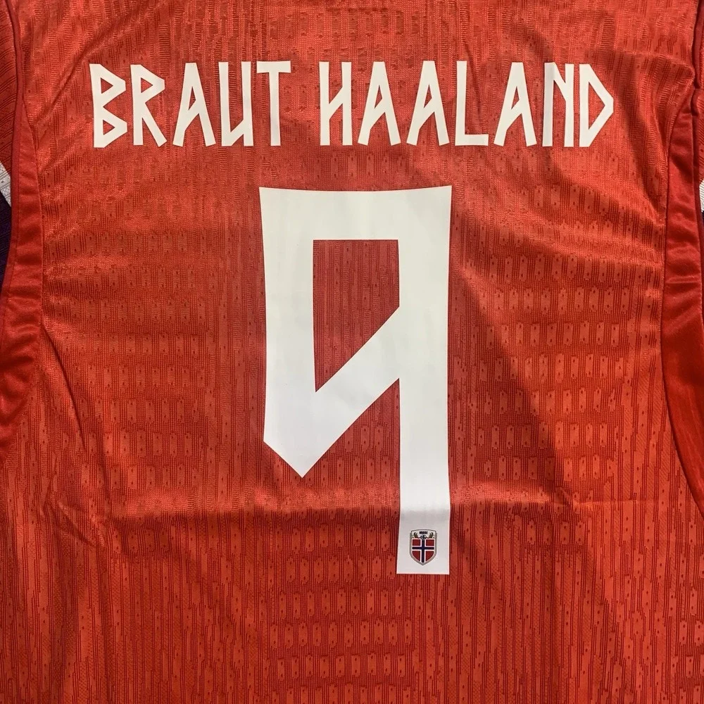 Norway National Team Braut Haaland #9 Soccer Jersey Red/Blue Men Size Large NWT